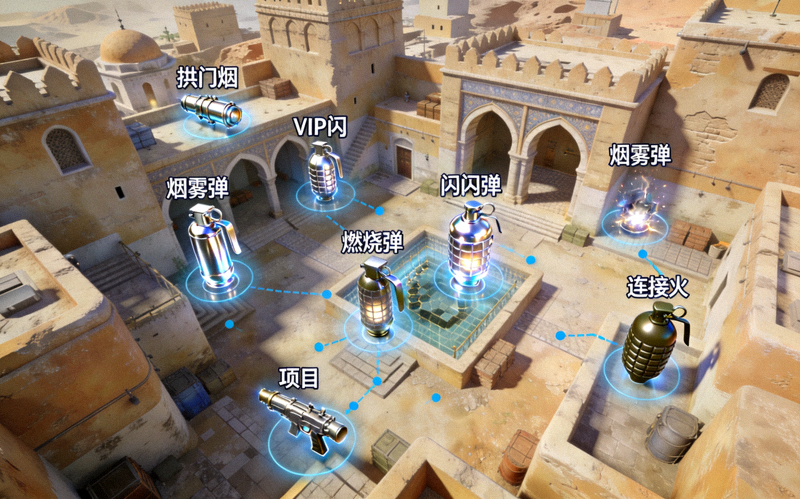 CSGO Mirage 地图投掷物高清点位3D视角示意图