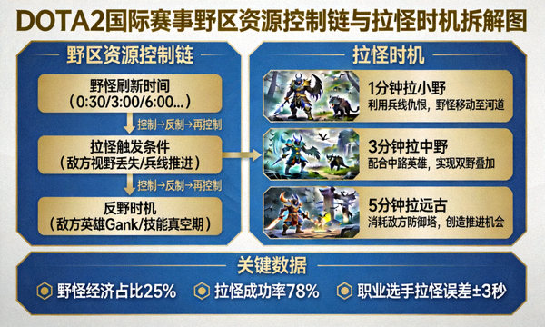 DOTA2 国际赛事野区资源控制链与拉怪时机拆解图